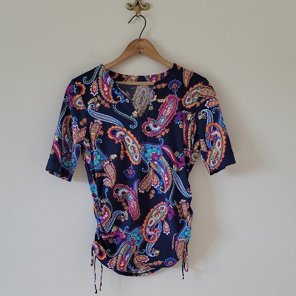 Lands' End Other - Lands' End Navy Paisley Adjustable Tunic Swim Rash Guard Top Size Small